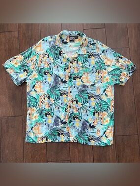 Bluey Tropical Print Button-Up Shirt size XL
